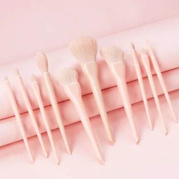 

10 Pcs/1 Set Makeup Brushes Kit Liquid Foundation Brushes Cosmetics Powder Brush Makeup Accessories (Pink)