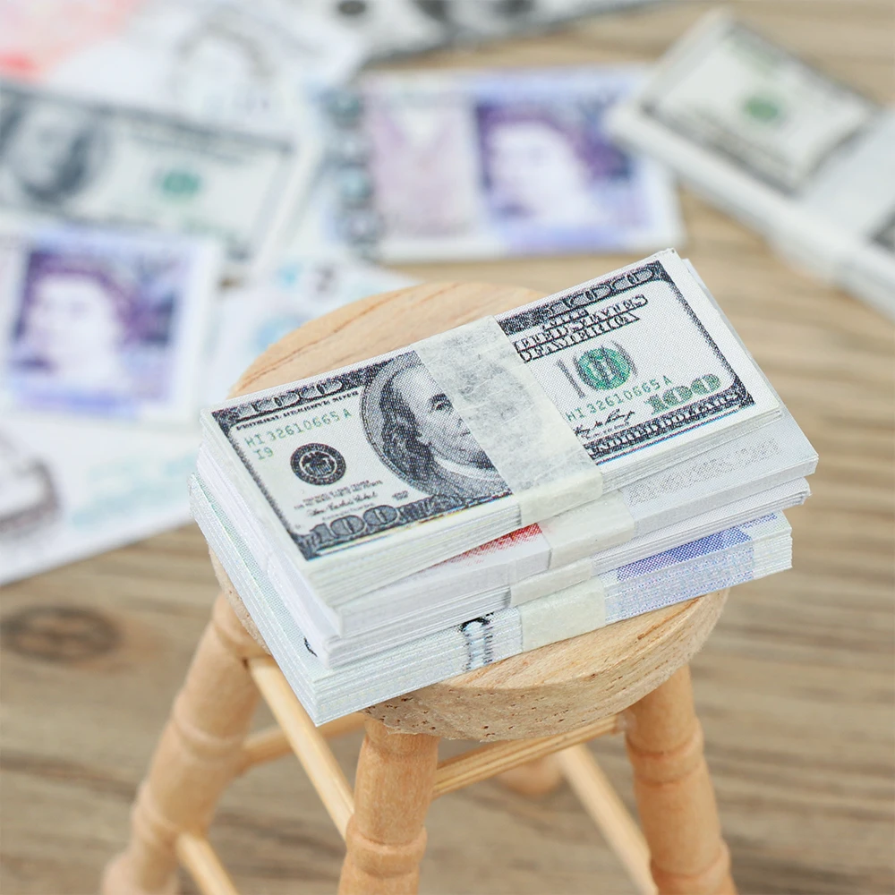 5 Bundles Mini Dollars Euro British Pound Cute Banknotes Model Miniature Items For 1/6 Doll 1/12 Dollhouse Ob11 Accessories | Игрушки и