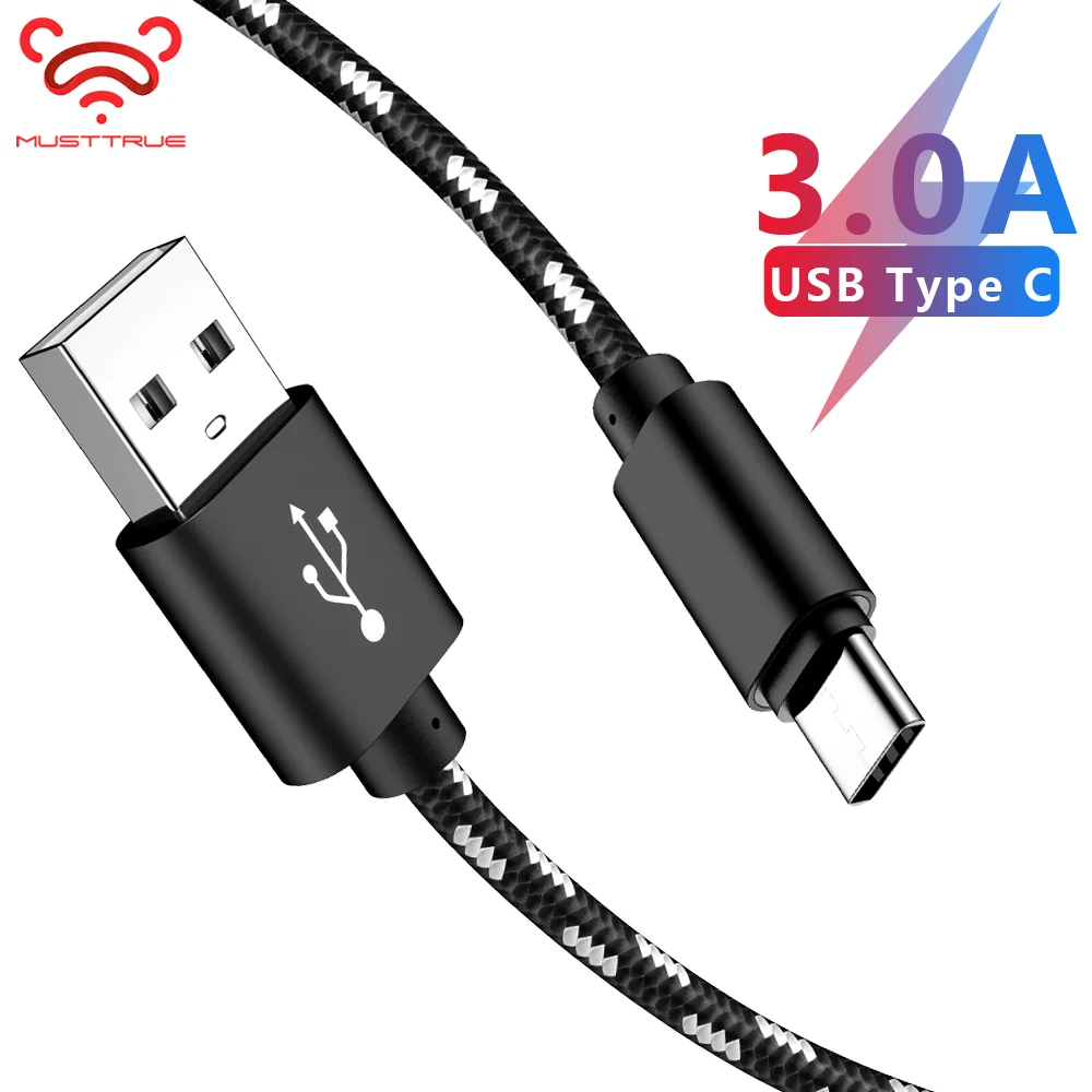 MUSTTRUE USB C кабель провод для быстрого заряда tipe c кабель для передачи данных для HUAWEI p30 p20 oneplus 7 pro samsung a50 type-c кабель зарядное устройство