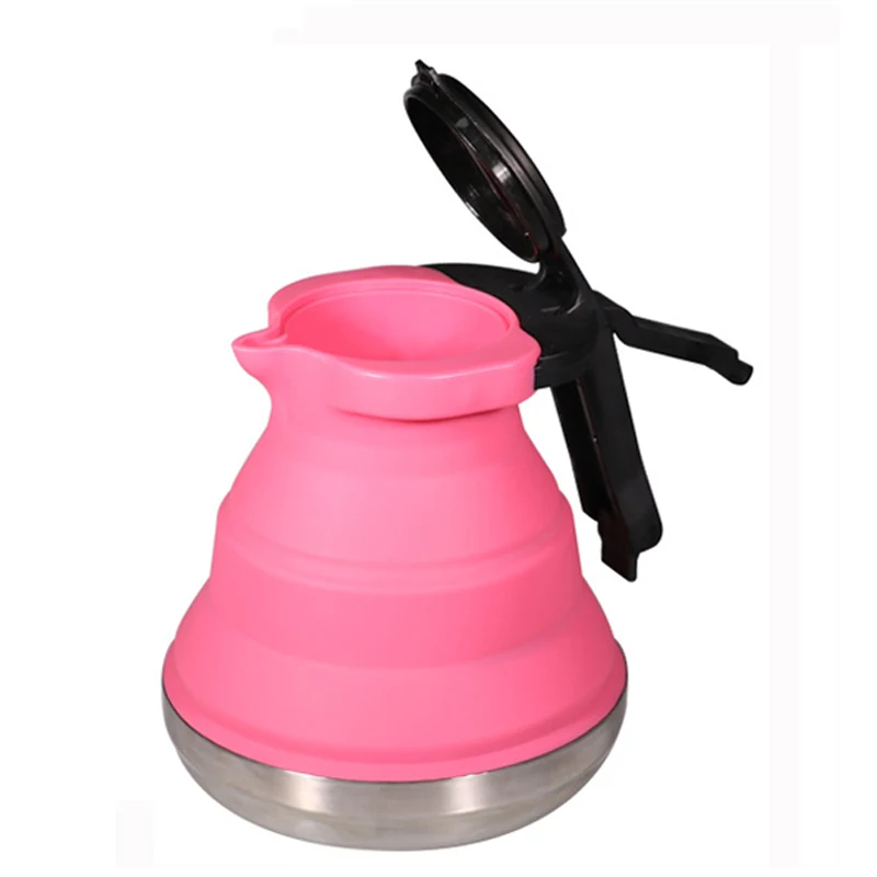 Аутентичное 1.2L розовое портативное хранение, силикон чайник для воды на открытом воздухе Кемпинг путешествия Пешие прогулки инструменты Чай Кофе Чайник - Цвет: rose red