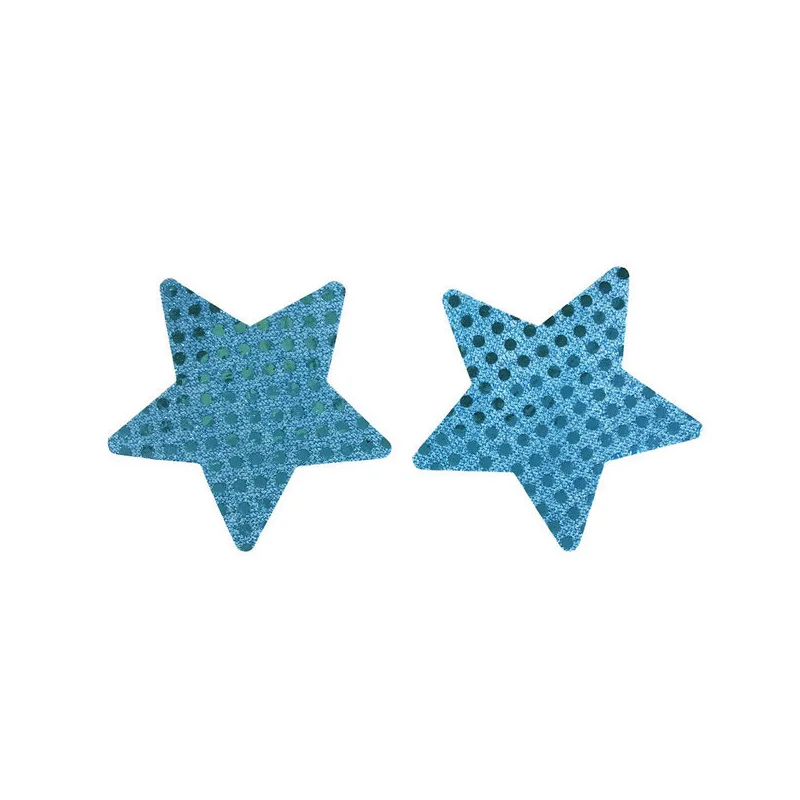 Синий NEW 10 pair(20 Pcs)Sequins Stars Shape Breast Stickers Pasties Women Nipple Cover- non-sensitizing adhesive with a soft - Цвет: Синий