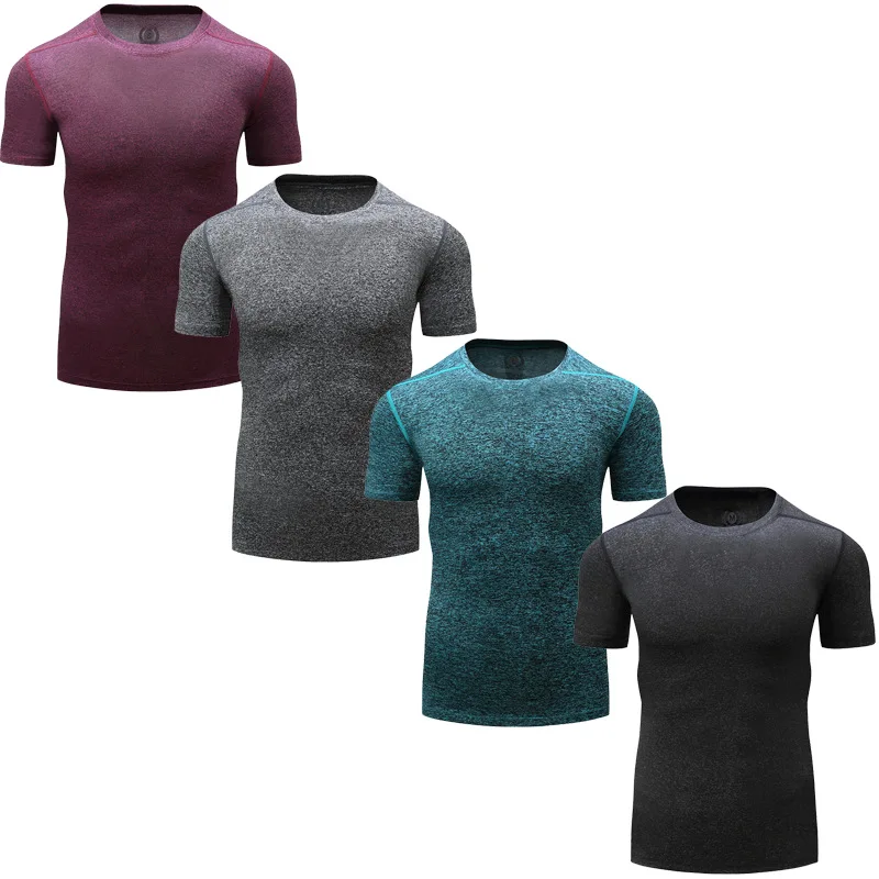

Clearance Spring Clean Stock Fitness Tights Men's Running Training Suit Elasticity T-shirt Sports Quick-Dry Tops