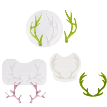 

3Pcs Lovely Antlers Necklace Pendant Hairpin Epoxy Resin Silicone Mold Jewelry Earrings Making Tools