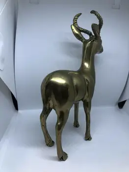 

Brass Animal Sculpture Art Long Antlers Impala Deer Antelope 5" long FREE SHIP