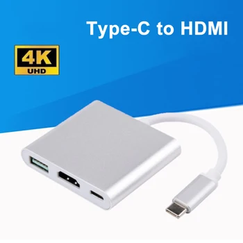 

USB 3.1 Converter Adapter Type-C to HDMI/USB 3.0/USB-C Aluminum Compatible for Macbook Adapter GK99