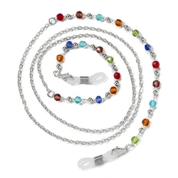 Elegant Acrylic Pearl and Crystal Eyeglasses Chain Necklace - Fashion Jewelry Accessory (Orange)