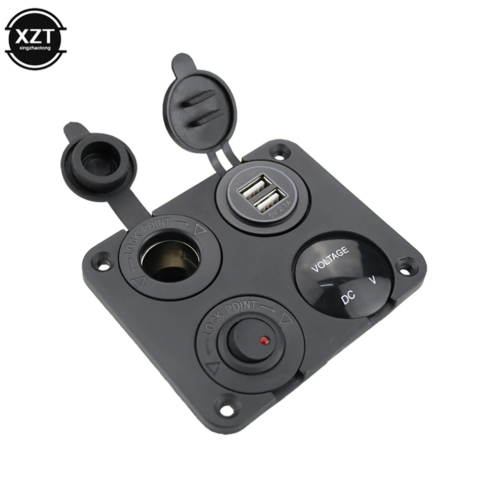 Adattatore caricabatteria da auto 4 in 1, 3,1 A, con doppia porta USB, amperometro e voltmetro