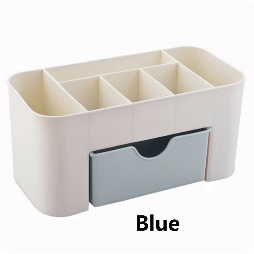 Blue Настольная коробка для хранения мелочей, органайзер для косметики, чехол для хранения кистей, коробка для хранения для дома, офиса, ванной комнаты - Цвет: Blue