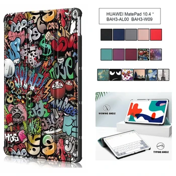 

New 3 fold Slim Case For Huawei MatePad 10.4 case with magnet BAH3-W09 BAH3-AL00 Stand case cover shell + touch pen