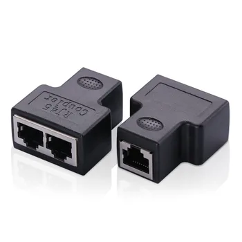 

Black RJ45 Splitter Adapter 1 To 2 Dual Female Port CAT5/CAT 6 LAN Ethernet Sockt Network Connections Splitter Adapter P15