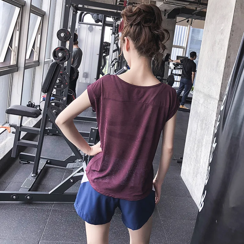 

Thin Loose-Fit Gym Running Quick-Dry Large Size Short-sleeved Sports T-shirt Women's Breathable Tops Yoga Blouse Summer