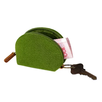 

70PCS / LOT Women Zipper Pure Colors Mini Coin Wallet Hand Key Storage Bag Felt Change Purse
