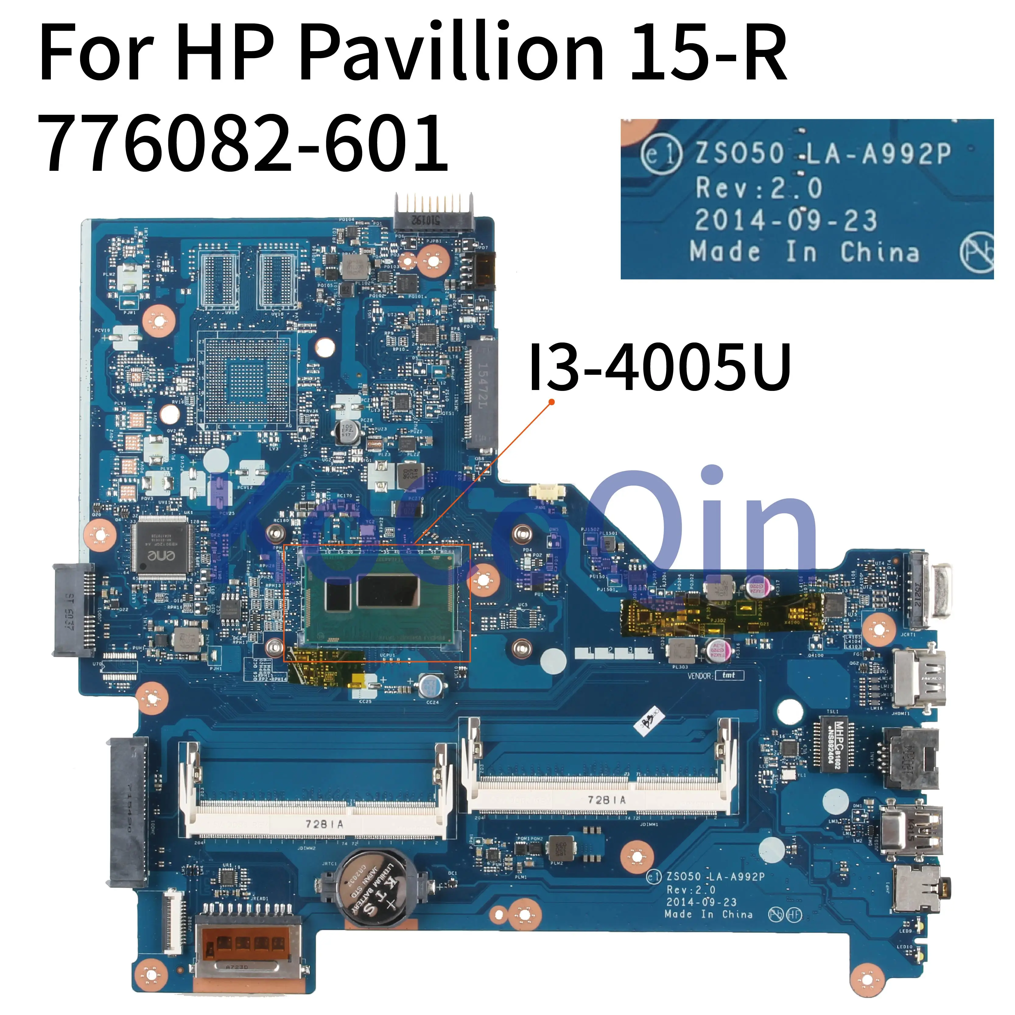 Материнская плата для ноутбука KoCoQin HP Pavilion 15 R Core I3 4005U SR1EK материнская 774716 001 601