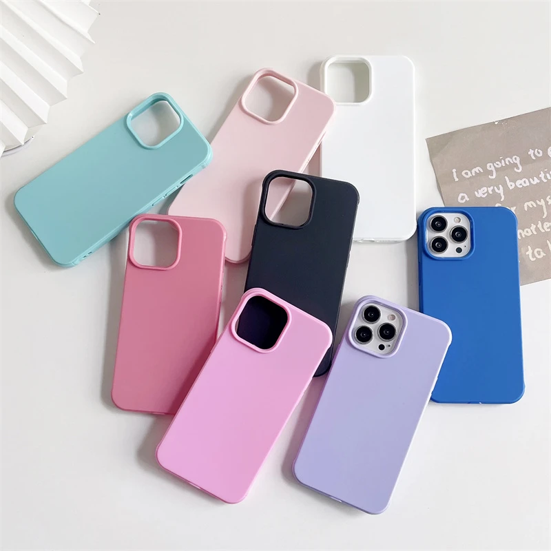 iphone 13 pro phone case Corner Reinforce Solid Phone Case for iPhone 13 Pro 12 Max 11 7 8 Plus X XS XR TPU Soft Capa Candy Shockproof Silicone Cover iphone 13 pro max case