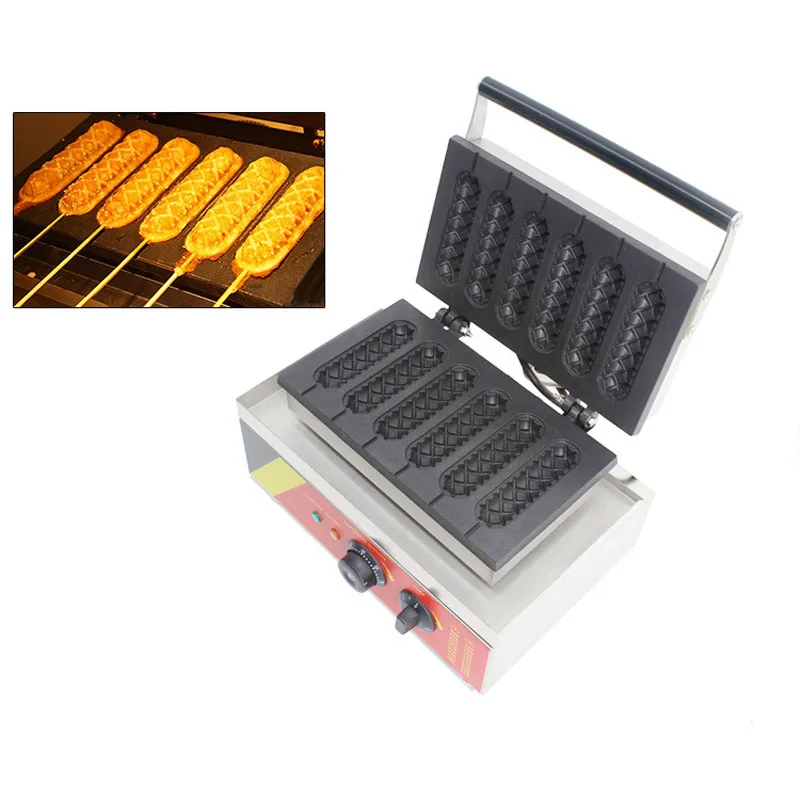 

SUCREXU Muffin Hot Dog Machine Commercial Nonstick Electric 6PCS Lolly Waffle Dog on A Stick Maker Baker CE 110v 220v
