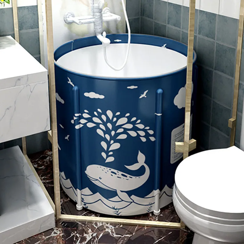 Fabric Bracket Adult Folding Bath Tub Household Thickened Bath Tub Portable Bathtub 70x65cm portable ice bath tub