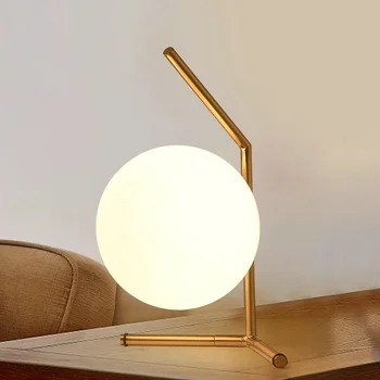 

Modern Glass Globe Table Lamp E27 Bulb Nordic Desk Lamp Loft for Bedroom Bed Side Table Decor Table Lamp Gold Color LED Bulbs AC