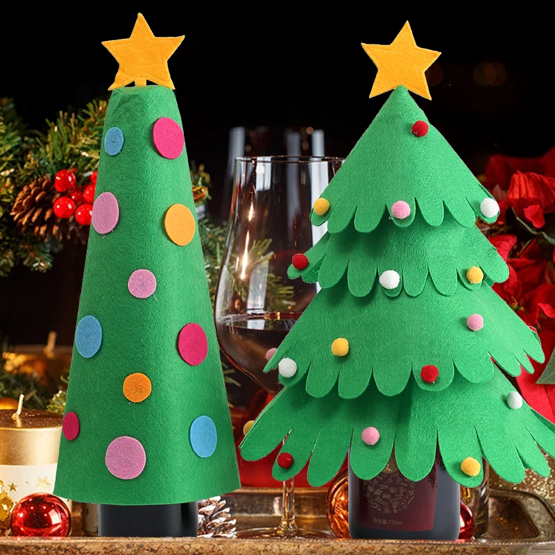 

Souarts 2 Style Christmas Table Tree Design Wine Bottle Covers Holiday Bottle Case Tree Wine Bottle Cover For Holiday Party