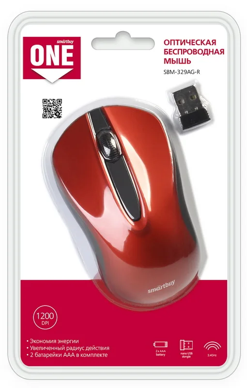 Мышь беспроводная Smartbuy SBM-329AG-R Red | Компьютеры и офис