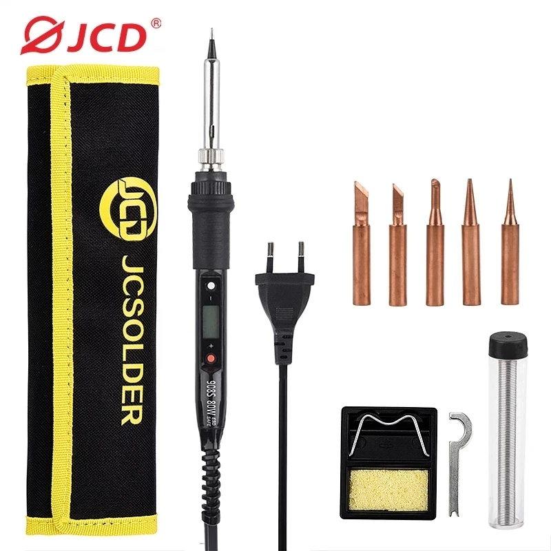 JCD 80W Electric Soldering Iron LCD Digital Display Adjustable Temperature 220V110V Soldering Iron Kit Welding Repair Tools 908S gas welding equipment Welding Equipment