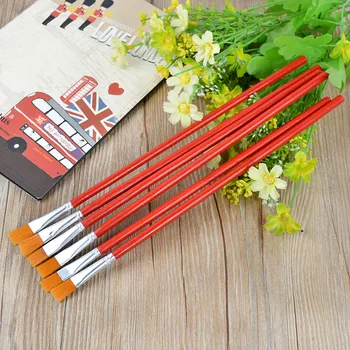 

6Pcs/set Red Watercolor Oil Painting Brush Nylon Hair Acrylic Artist Paint Brush Set Professional Art Supplies Tools Kit