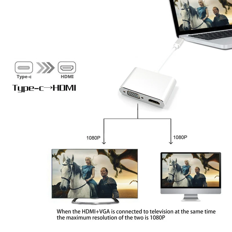 Usb C к Hdmi 4K Vga адаптер Usb 3,1 type C Usb-C к Vga Hdmi преобразователи видеосигнала адаптер для нового Macbook Pro/Chromebook Pix