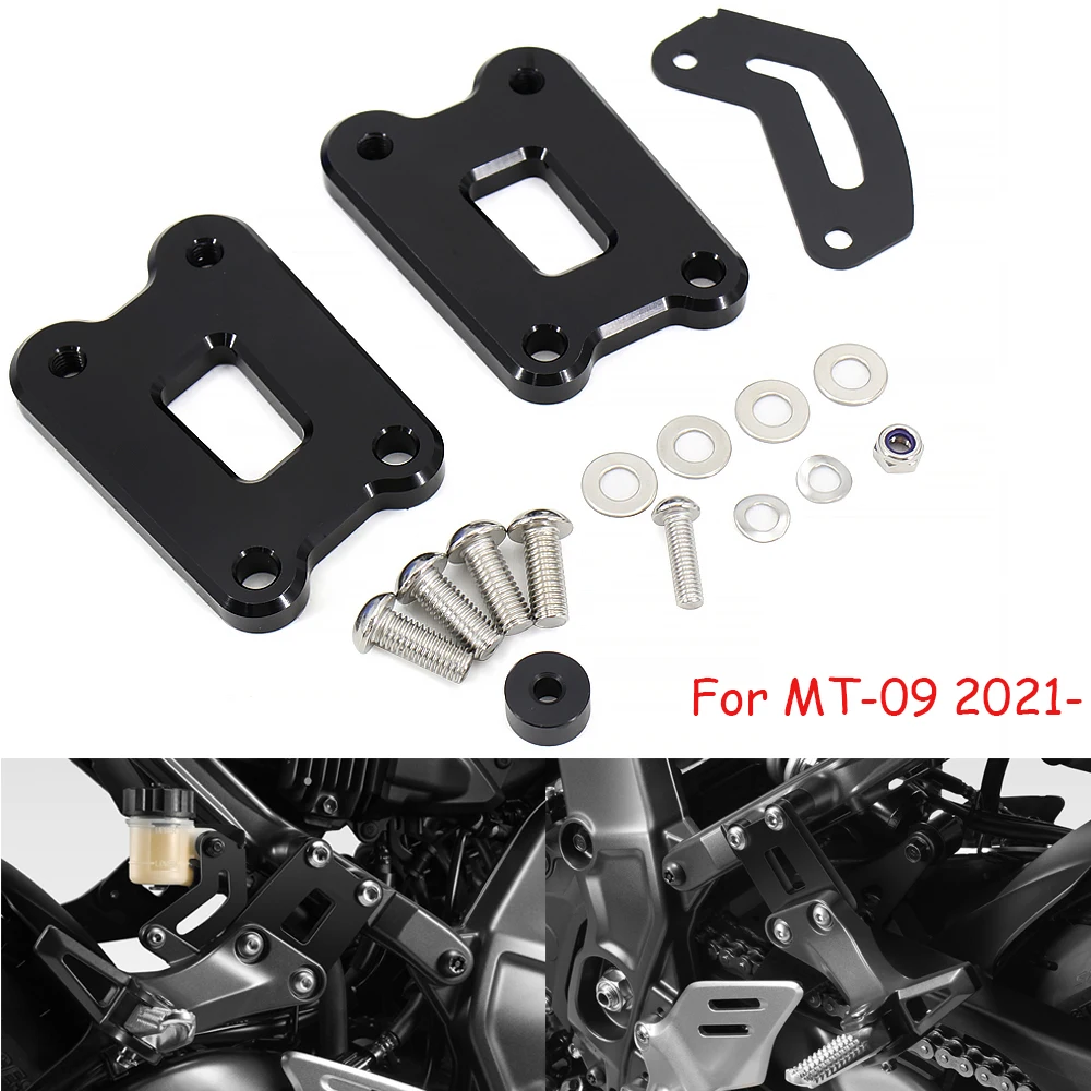 

Motorcycle Rear Footpegs Pedal Lowering Kit EVO Passenger Footrests Supports Kit For Yamaha MT09 FZ09 MT-09 MT 09 2021
