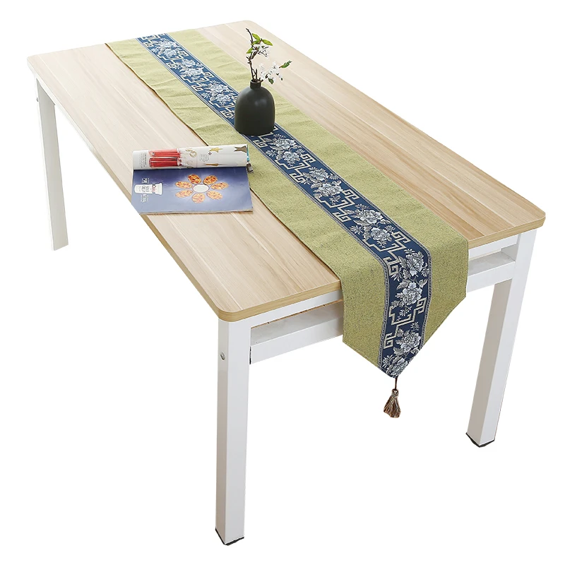 Retro Blue and White Porcelain Dining Flag Table Cloth Linen Table Runner Shoe Cabinet chemin de table tafelloper arpillera L03