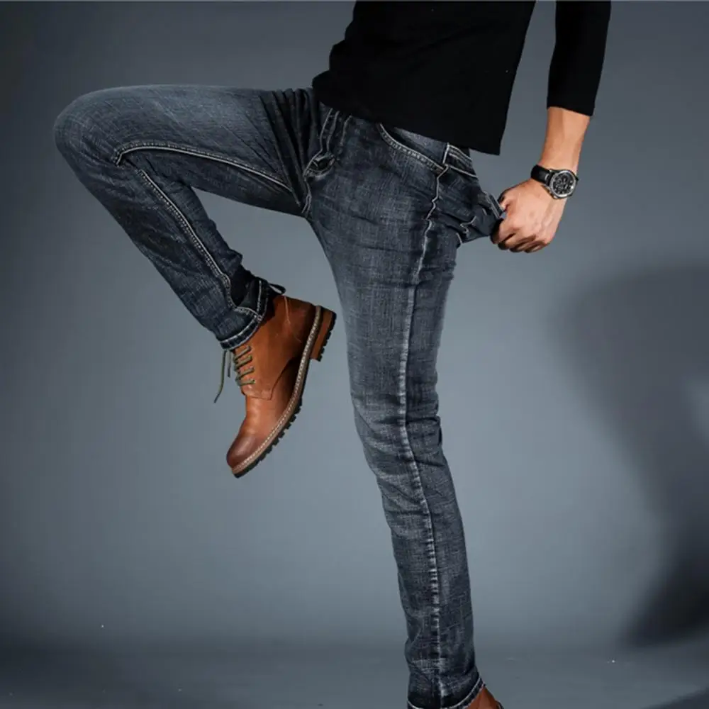 Pants Stretch Long Jeans Mid Rise Men's Jeans Men's Fashion Slim Fit Jeans Plus Size European Men's Denim Pants 6