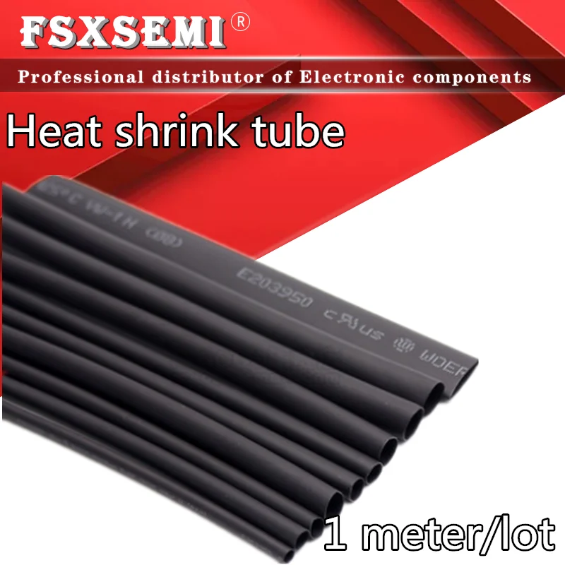 1 Meter 2:1 0.6mm 0.8mm 1mm 1.5mm 2mm 2.5mm 3mm 3.5mm 4mm 4.5mm Heat Shrink Heatshrink Tubing Tube Sleeving Wrap Wire