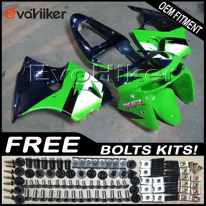 Пользовательские мотоциклетные пластиковые крышки для ZX6R 1998-1999 ABS мотор панели зеленый черный+ подарки - Цвет: K