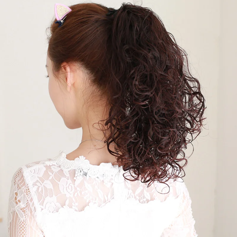 

LUPU Wig female long hair horse tail wig goddess device bandage type fluffy corn hot hip hop small curl hair