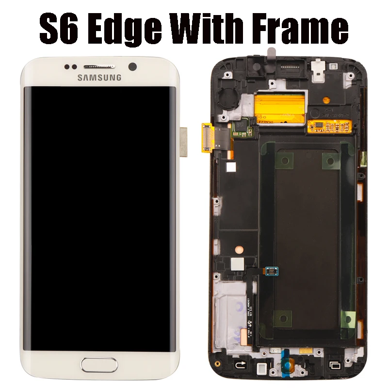 Супер AMOLED 5,1 ''lcd с рамкой для SAMSUNG Galaxy s6 edge дисплей G925 G925I G925F сенсорный экран дигитайзер