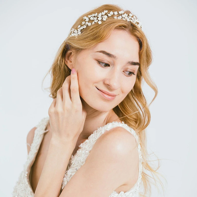 Girls's Small Flower Headband Elegant Wedding Headpiece Bride Hair Jewelry for Little Girl Birthday Party Prom Hair Accessories