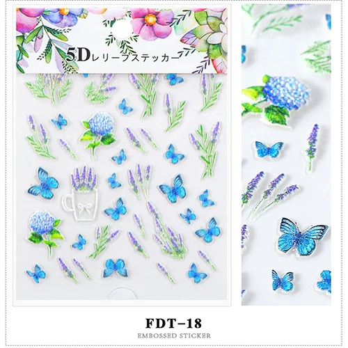 1 лист 5D акриловые Выгравированные наклейки для ногтей самоклеющиеся клей для ногтей наклейки различных форм цветочный шаблон аксессуары для маникюра