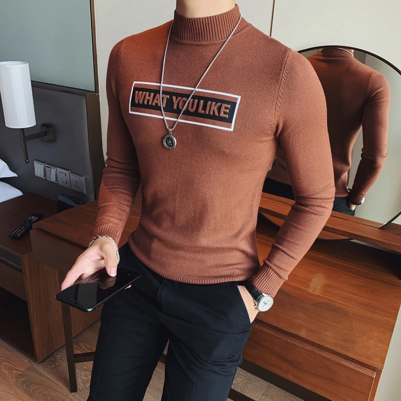 Высокое качество Pull Homme модные уличные свитера мужские универсальные повседневные водолазки с тиснением и надписью мужские пуловеры 3XL-M