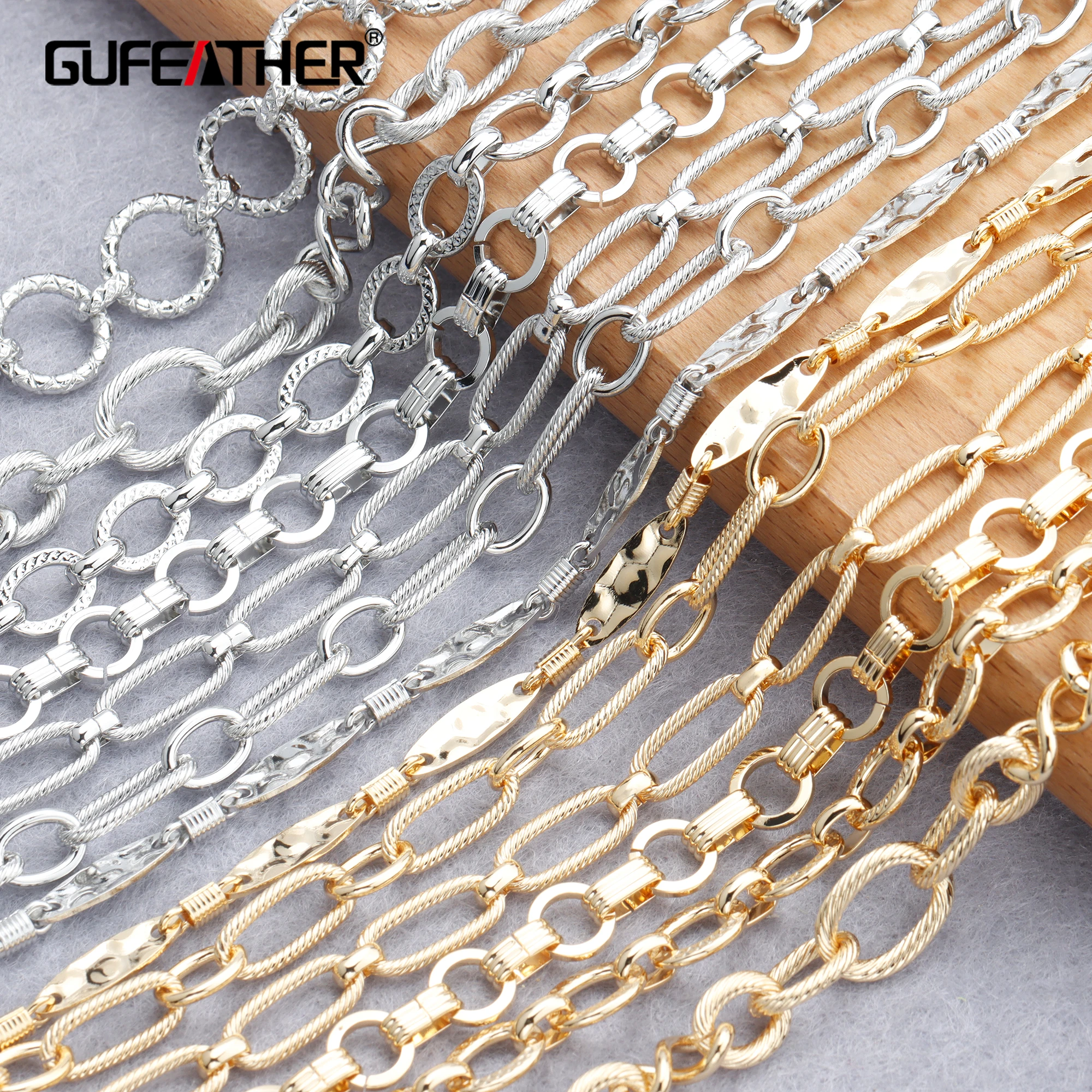 Цепочка для самостоятельной сборки GUFEATHER C146 позолота 18 К медь 0 3 мкм ручная работа