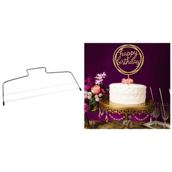 

1Pcs Double Wire Stainless Steel Cake Compartment Divider & 1Pcs Cake Wedding Happy Cake Topper Card Acrylic Cake