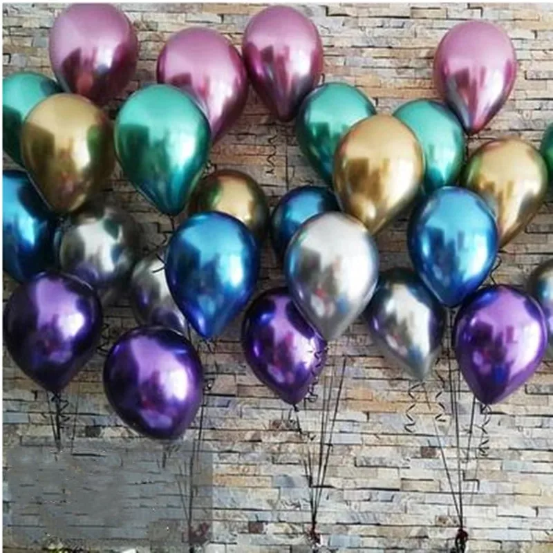 20pcs10inch Гладкий Металлический воздушный шар из гранулированного латекса толстого хромированного металла цвета 2,2 г розовый белый надувные шарики на день рождения вечерние - Цвет: as picture