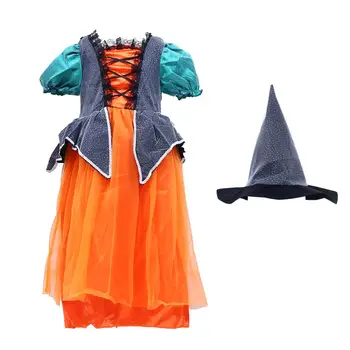 

1 Set Witch Costume Prime Fashionable Durable Sturdy Professional Dress Hat Costume for Cosplay Party Home Halloween Gift