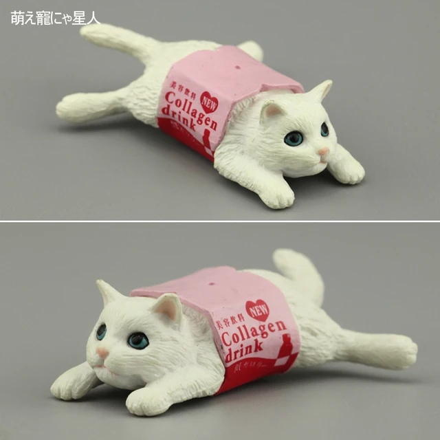Japanese genuine bulks 10 sets cute pets black kitten Ragdoll Burmilla Shorthair Exotic Ocicat Manx Tuxedo Cat desktop figures 4