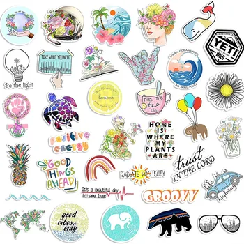 

35PCS Lovely Trendy Positive Good Vibes Flowers Stickers Laptop for Cute Vsco Aesthetic Stickers to DIY Computer Luggage Decals