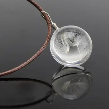 

100Pc Natural Dandelion Seed Small Glass Ball Fillings Resin Wish Jewelry Making