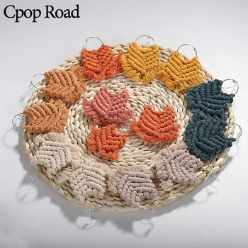 

Cpop Vintage Boho Macrame Earrings Ethnic Feather Fringe Tassel Earring for Women Bridesmaid Gift Pink Brown Cotton Accessories