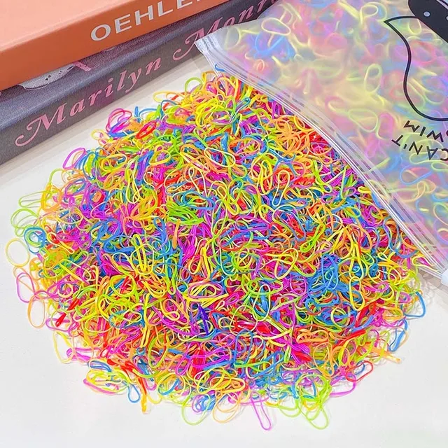 1000pcs/Pack Girls Colorful Small Disposable Rubber Bands Gum For Ponytail Hold Scrunchie Hair Bands Fashion Hair Accessories colorful 24