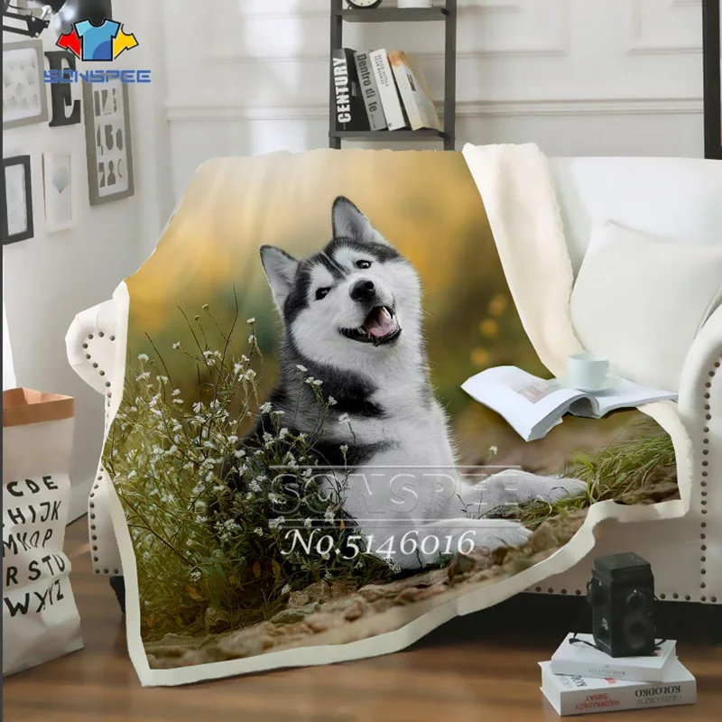 SONSPEE Siberian Husky 3D Printing Harajuku Animal Bedspread Photography Plush Blanket Bedding Outlet Sherpa Throw b77 |
