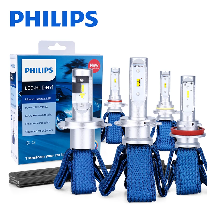 Philips H7 светодиодный H4 H8 H11 H16 9005 9006 9012 HIR2 HB3 HB4 Ultinon Эфирное лампы для автомобилей 6000 К
