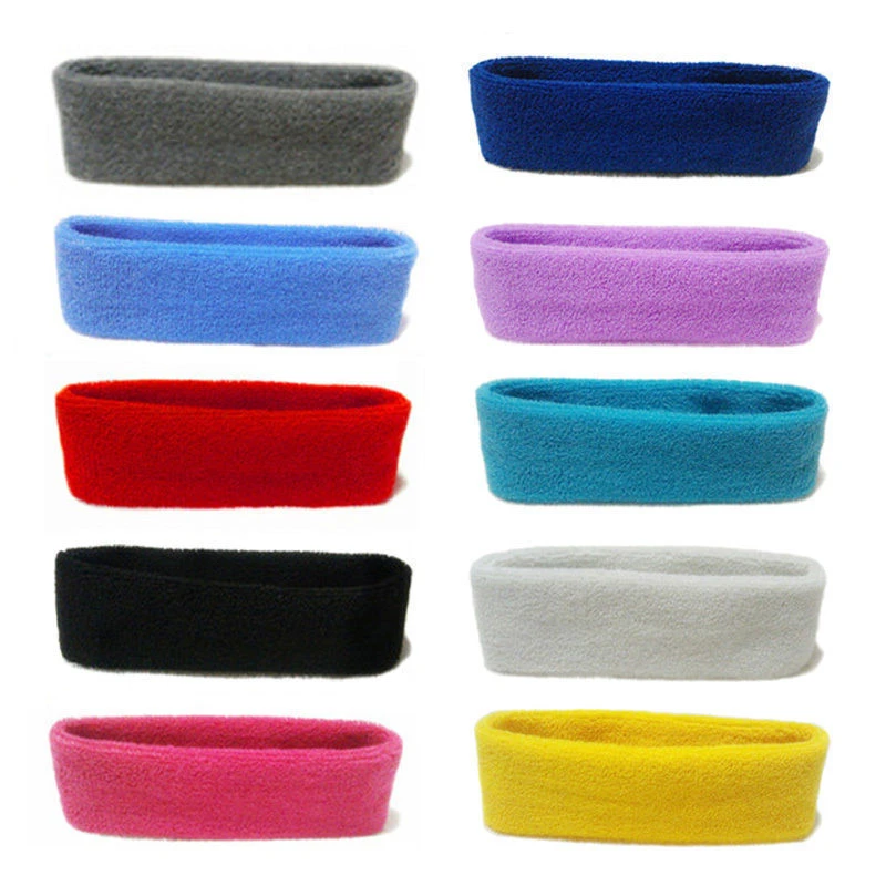 10 Colors Cotton Womens Men Sport Sweat Sweatband Headband Yoga Gym Training Stretch Head Band Hair Wear