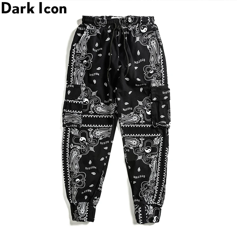 een paar voorkant repetitie Dark Icoon Bandana Jogging Broek Mannen Vrouwen Elastische Taille Zijzakken  Mannen Broek Broek - AliExpress