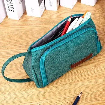 

Pen Case Durable Simple Big Capacity Canvas Gifts Storage Storage Bag Supplies Protection Pencil Case